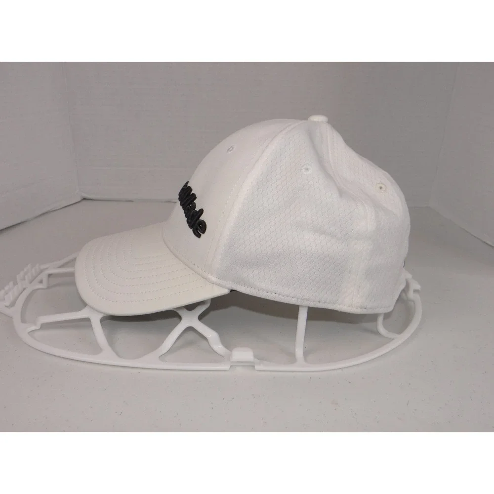 TaylorMade A-Flex Golf Hat White Black Embroidered Stretch Fit Cap S/M 3548